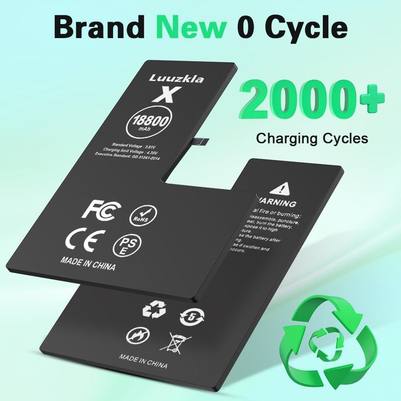 Luuzkla 18800mAh (2025 New Upgrade) Battery Compatible with iPhone X, Super Capacity Battery Replacement Compatible with iPhone X, with Full Tool Kits-0 Cycle High Capacity-24 Months Service - Image 5